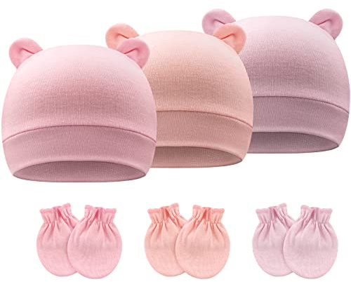 DRESHOW Sombreros y Gorras y Guantes para Bebé Recién Nacido Bebé Beanie Sombrero para Bebés Niñas Niños Gorros 0-6 Meses