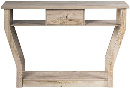 LIFEZEAL Tavolo Console a 3 Livelli, Tavolo Consolle in Legno, Tavolo d’Ingresso Sottile, Stretto, 1 Cassetto, Antiribaltamento, Salvaspazio, per Corridoio, Soggiorno, Max 60kg (naturale)