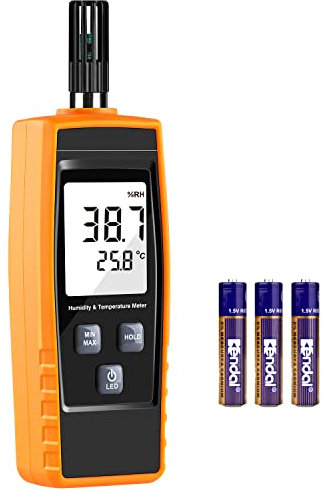 Handheld Humidity Meter, Digital Hygrometer Thermometer 0~100% RH/ -30~60°C (-22~140°F) LCD Humidity Monitor, Moisture Tester Gauge for Outdoor, Home, Industry, Agriculture HVAC - Battery Included