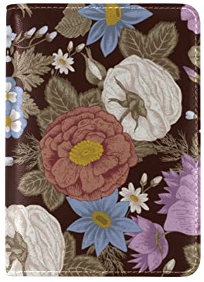 Blumen Floral Duftend Bunt Reisepass Reisepasshülle Ausweis Hülle Echtes Leder Hülle Schutzhülle für Reisen Männer Frauen