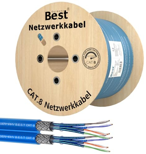 CAT 8 250m Duplex Netzwerkkabel Reines Kupfer LAN Verlegekabel S/FTP | 100 % reines Kupfer, Duplex LAN Verlegekabel, Ethernet Netzwerkkabel, S/FTP, 40 Gbit, PoE++, LSZH, Patchpanel, Keystone