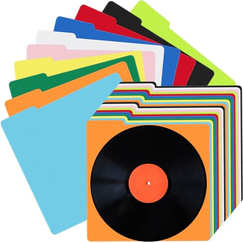 Lewtemi 60 Stück Vinyl-Schallplatten-Trennblätter, LP-Schallplatten-Trennblätter, Kunststoff, Alben, Schallplatten, Trennwände, mehrfarbig, Vinyl-Trenner, mit Tabs für 33 U/min, 33 x 33 cm