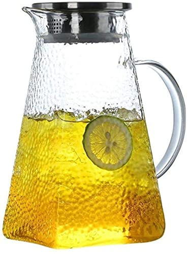 ANSNOW Wasserkrug, Teekanne Aus Glas Mit Deckel, Vereist Und Griff, Hitzebeständiger Krug Aus Borosilikatglas Für Tee/Kaltes Heißes Wasser/Eiswein, Kaffee, Milch Und Saft, Getränkekrug Mit Ausgießer