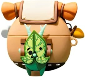 Custodia Korok in silicone compatibile con AirPods 2/1 con portachiavi, simpatica custodia protettiva antiurto per AirPods 2 e 1, per bambini e ragazzi