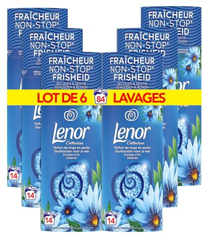 Lenor Parfum de Linge en Perles pour Lessive, 84 Lavages (165g x 6), Envolée D'Air, Fraîcheur Non-stop jusqu'à 12 Semaines de Stockage