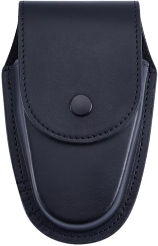 GORGECRAFT Ledertasche Für Handschellen Mit Verstecktem Druckknopf Etui Für Handschellen Riemenhalter Strafverfolgung Universelle Standardgröße Robustes Handschellenholster Für Polizisten Schwarz