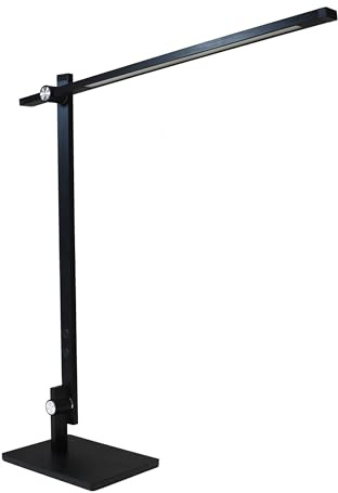 Unilux Lumilight LED Elegante Schreibtisch-Leuchte aus Aluminium, großer Bewegungsspielraum, dimmbare Lampe, Einstellung der Farbtemperatur, 1120 lm, schwarz