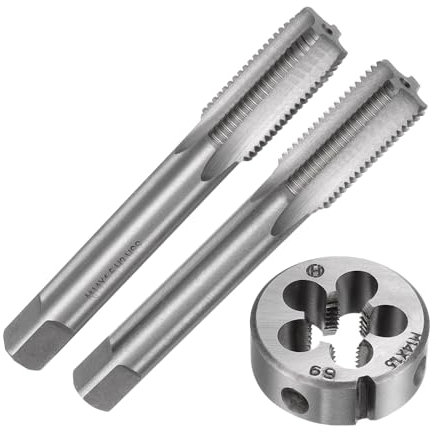 TOP-VIGOR 3pcs Metric Hand Tap and Die Set, M14 x 1.5 Taper/Plug Thread Taps & Round Die, Hand Threading Tapping Tool Kit for DIY, Repair, Cutting External and Internal Thread