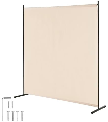 VEVOR Room Divider, Single Panel Room Divider, 6FT Privacy Screen Indoor, Partition Divider for Room Separation, Freestanding Room Divider Panel for Office, Bedroom, Beige