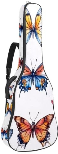 Gitarrentasche in voller Größe, wasserdichte Gitarren-Abdeckung, Tragetasche für akustische klassische E-Gitarren, buntes Aquarell, abstrakte Blätter, Mehrfarbig 04, 42.9x16.9x4.7 in, Lässiger