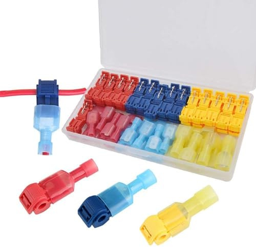 120Pcs T-Tap Wire Connector, T Tap Electrical Connectors, Quick Splice Wire Terminals, T-Tap Connectors Nylon Insulated Male Quick Disconnect terminals kit for Auto, DIY and Electrical Wiring