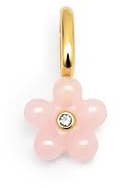 SINGULARU - Charm Flower Pink. Plata de Ley con Baño en Oro de 18 Kt, Circonita y Piedra natural. Joyas Para Mujer.