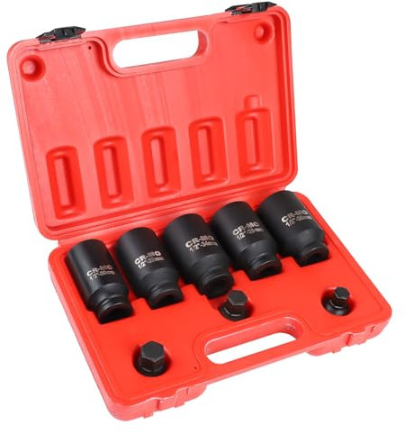 MIGUBIGU 8 Pcs Coffret de Douilles Clé à Choc 1/2’’, 30 32 34 35 36 mm, Douilles à Chocs Hexagonales, Douille à Choc 12 Pans, Jeu de Douille à Chocs en Acier au Chrome Vanadium