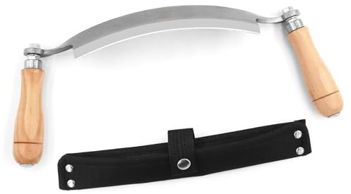 WICING Draw Knife, Curved Debarking Tool No Assembly Required, Overall 12.8/ 8 Blade,1065 Manganese Steel, Ergonomic Solid Wood Handle Draw Knife Woodworking Tool