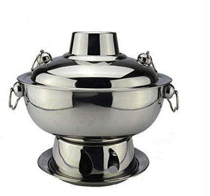 CCKUYT Hot Pot Edelstahl Chinesisches Fondue Lamm Chinesischer Holzkohle-Hotpot Picknick-Herd im FreienHot Pot