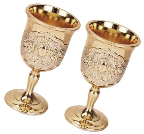UKCOCO Copa de Vino Metálica Estilo Europeo Retro, 2 Piezas Doradas
