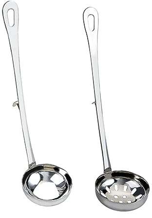Cuillères à Passoire en Acier Inoxydable 2 Pcs, Long Manche avec Crochet