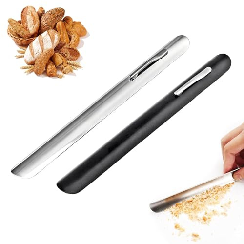 2 Pezzi Raccogli Briciole Manuale Acciaio Inox Incurvato, Raccogli Briciole, Bordo Curvo e Flessibile, Attrezzo per Pulisci Briciole da Tovaglia per Ristorante e Ristorante