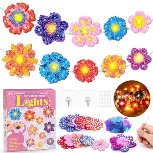 Basteln Mädchen 8 10 6 Jahre, Bastelset Kinder ab 6 Jahre Blumen Spielzeug | Geschenk Mädchen 7 5 6 9 8 10 Jahre Mit LED Lichterkette Spielzeug ab 4-12 Jahre für Geburtstagsdeko Weihnachtsgeschenke Deko