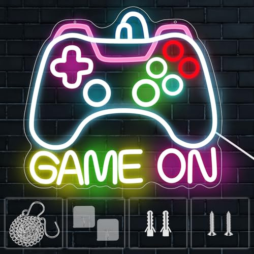 Harupink Señal de neón para sala de juegos, luz de pared LED para jugadores, alimentada por USB, brillo ajustable, señal de neón para zona de juegos, fiesta, decoración de la habitación, tienda, hogar