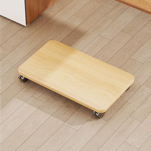 Chariot de plantation en bois naturel avec roulettes - Support mobile carré pour le rangement de la maison EasytoMove - Étagère d'imprimante - 45 x 30 cm - Palette roulante pour le transport