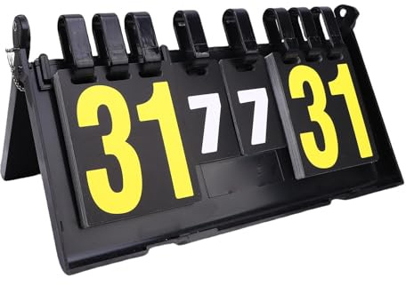 Keenso Tischanzeigetafel, 4-stellige Flip Score Keeper-Anzeigetafel mit Stabilen Kartonkarten, Dicker PVC-Ring-Klappstruktur für Tischtennis und Badminton