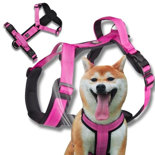 Lalazoo Hundegeschirr Typ Guard Capri M Rosa – Verstellbares Hundegeschirr für große Hunde – Reflektierend, Atmungsaktiv & Bequem mit Neopren-Polsterung und Griff