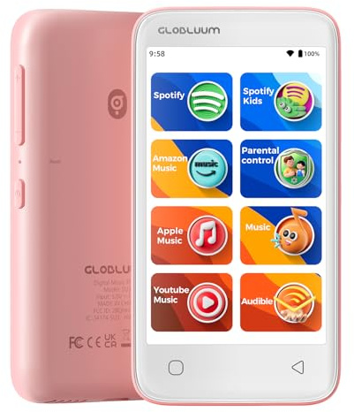 Lecteur MP3 pour enfants, contrôle parental, prend en charge Spotify et Audible, Bluetooth et WiFi (rose)
