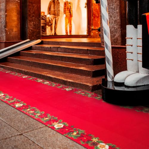 OLIVO.shop JINGLE ROLL - Alfombra navideña a medida, para interior y exterior, alfombra navideña a medida, 1 metro de ancho, para eventos y preparaciones, alfombra navideña a medida (BELLS, 3 m)