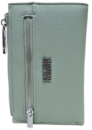 COVERI COLLECTION Portafoglio da Donna, Ecopelle, Art. 05-8 Dimensioni: 15,5 x 10 cm, con Zip e Clip, Scritta Marchio in Metallo (VERDE)