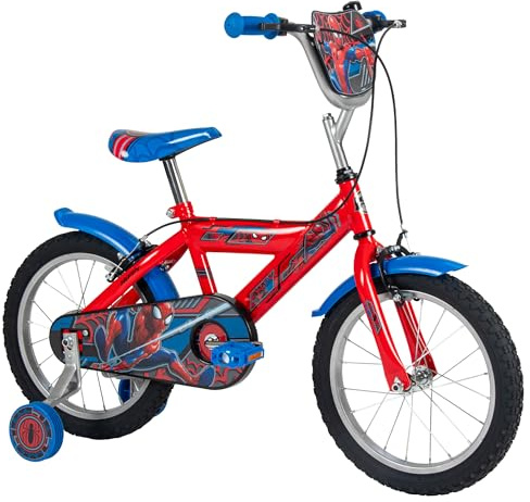 Huffy Marvel Spider-Man Bike 12 Zoll und 14 Zoll Kinderfahrrad für Kinder von 3 bis 9 Jahren, Dual-Felgenbremsen, abnehmbare Stabilisatoren, Verstellbarer Sitz, Rot