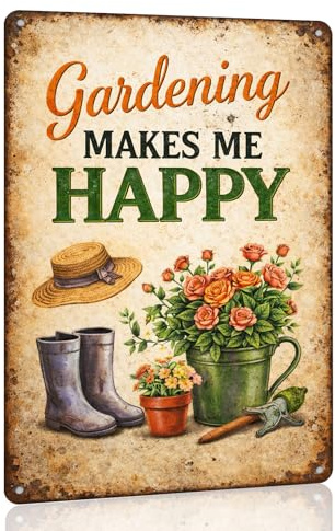 Garden Signs and Plaques for Outside, Vintage Garden Signs & Outdoor Wall Art, Allotment Gifts & Gardening Gifts for Women, Weatherproof Yard Decor (20x30cm)