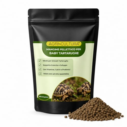 AGRI-CULTURA® | Mangime per Tartarughe di Terra Baby 500 g | Pellet Mini ad Alta Digeribilità | Ricco di Vitamine e Fibre Naturali per Crescita e Carapace Forte.