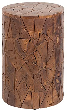 Beliani Praktischer Beistelltisch Teakholz Holzstück braun Dawson