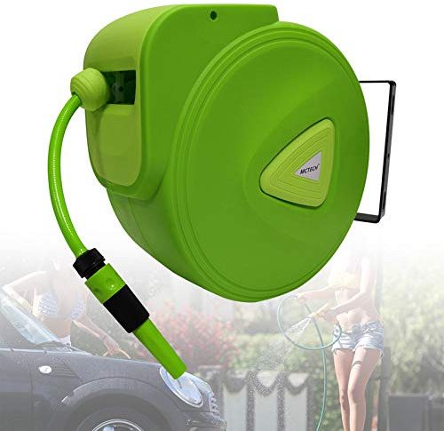 HENGMEI Schlauchtrommel Mobile mit 20 m + 2m Schlauch - Schlauchaufroller Automatischer Schlauchbox 180°schwenkbar für Bewässerung, Autowäsche