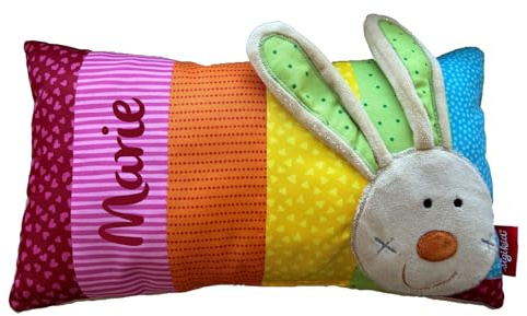 Sigikid 40991 - Babykissen Rainbow Rabbit mit Namen beschriftet