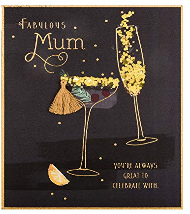 Hallmark Weihnachtskarte für Mama – modernes Cocktail-Design mit Quaste