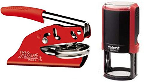 Flame Red Corporate Seal Creator Combo | Embosser and Stamp (2-Items)