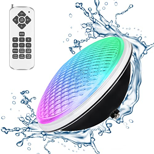 KOLLNIUN Luci per piscina a LED Par56, 22 W, luce subacquea, RGB, con telecomando, 12 V AC/DC, IP68