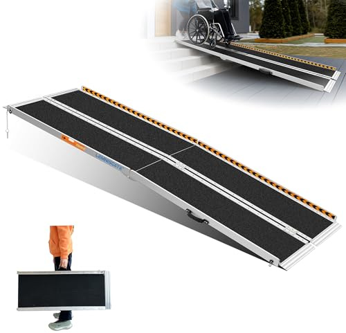 LEMNISCATE 8FT Wheelchair Ramp, Anti-Slip Portable Aluminum Ramps for Home, 800 LBS Capacity Folding Handicap Threshold Wheel Chair Ramps for Home, Entry, Steps, Stairs, Doorways, Curbs, Shed, Car