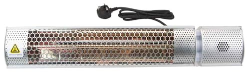 VFM - Orma Wall Mounted Patio Heater Silver Instant Heat Halogen Outdoor Lamp - Summer Parties and Bbqs