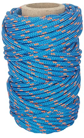 Paracord-Schnur aus hochfestem Polyester. 3 mm × 25 m. Blau mit Orange.