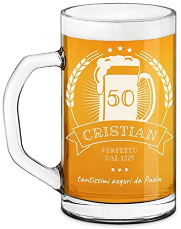 Maverton Boccale per Birra con personalizzazione - Bicchiere dalla capienza 640 ml - perfetto per ogni uomo amante della birra - Pinta in vetro per papà nonno o fidanzato - perfetto