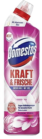 Domestos Kraft & Frische Gel WC Floral Fresh Nettoyant avec parfum floral frais pour une propreté hygiénique 750 ml 1 pièce