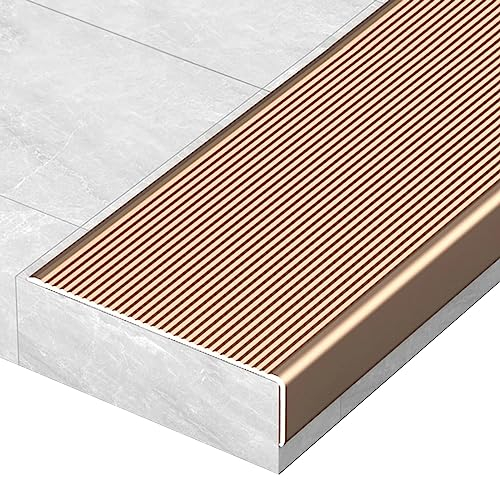 GTPBAO Übergangsprofil Abdeckleisten Eck-L-Form-Bodenleiste für Stufenecken, Aluminium-Treppenkanten-Kantenzierleisten für Innen- und Außentüren, Schneidbar (Color : Length, Size : 110cm/43.3 inch)