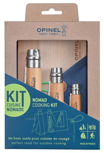 Opinel Outdoor Set mit Messer No. 12, No. 10, No. 6 und einem Buchenholzbrett, 254653, Buchenholz, Brown Or Natural Wood, Brown Or Natural Wood