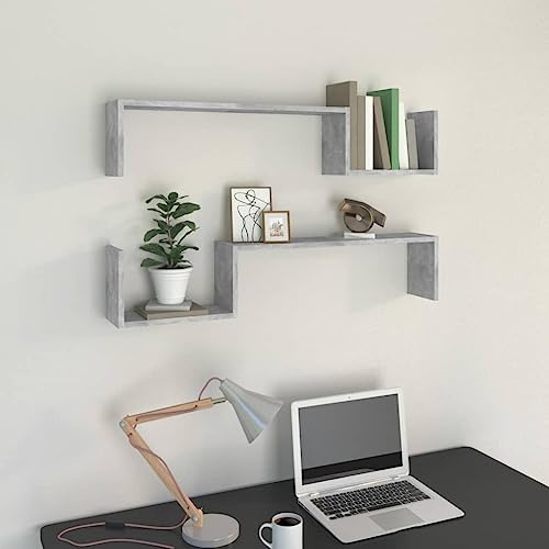 FIRBNUS Mensole Da Muro Design 100x15x20 cm Cameretta Cubi Da Parete Libreria Scaffale Angolari Per Muro Libreria Verticale Grigio Cemento