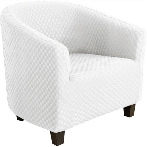 ZRCYXDW Kariert Sesselschoner, Stretch rutschfest Sesselüberwurf Für Wohnzimmer Katze Club Chair Schonbezug Mit Elastischem Boden Sofahusse Schutz-Weiß-1 Stück