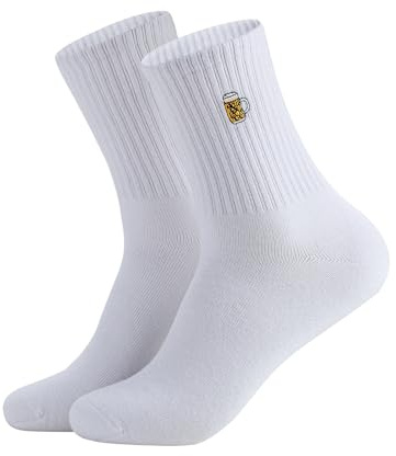 RF&CM Gestickte Bierkrug-Socken – Fashion Drinks Crew-Socken für Männer und Frauen, Baumwollsocken, Bierkrug-Design, Geschenkideen für Bierliebhaber