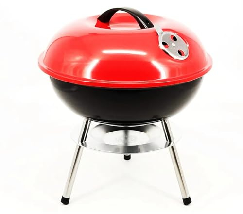 Barbecue au charbon de bois portable de 37 cm, petit barbecue rond au charbon de bois pour une utilisation en extérieur